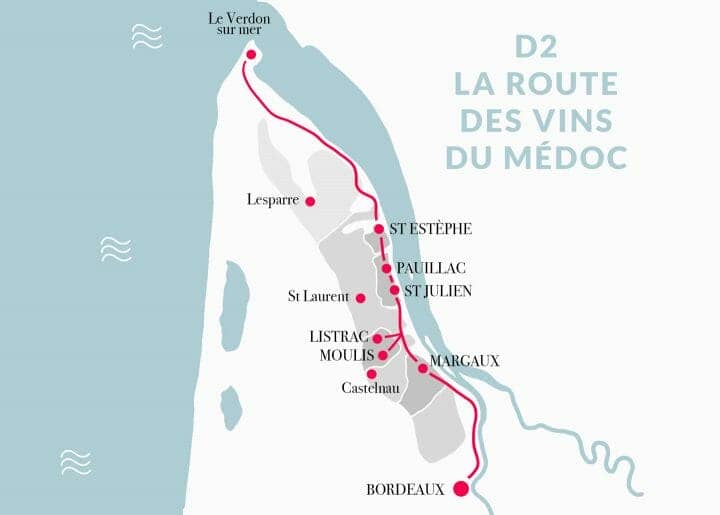 Itinéraire de la route des vins du Médoc en Gironde, France