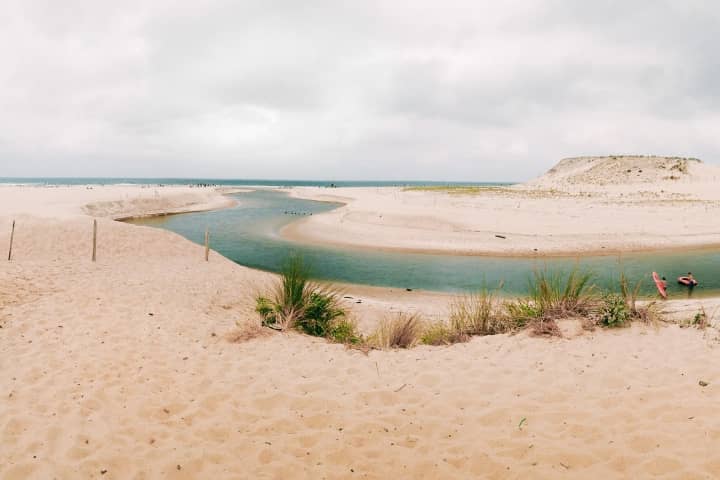 Courant d'Huchet à Moliets, plus belles plages des landes, sud-ouest de la France